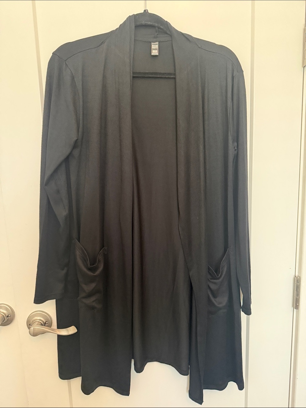 32 Degrees Black Open-Front Long Cardigan Jacket